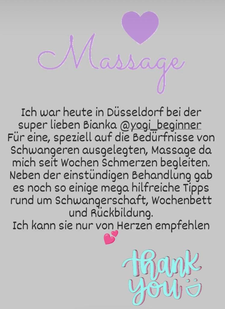 Kundenstimme zur Schwangerschaftsmassage: „Ich kann sie nur von Herzen empfehlen“