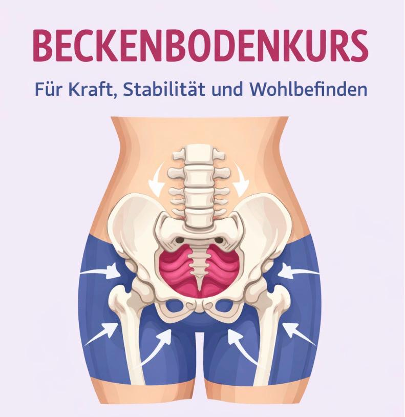 Beckenbodenkurs für Frauen – Grafik des weiblichen Beckens mit Beckenbodenmuskulatur
